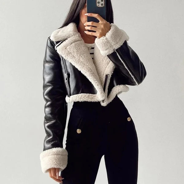 Women's Cropped Leather Jacket