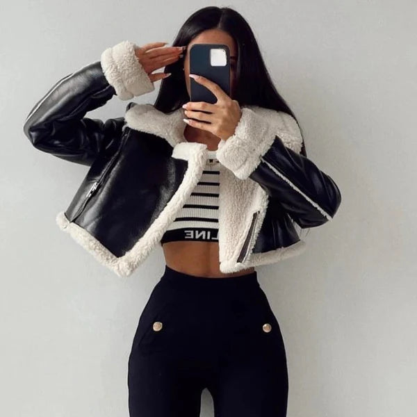 Women's Cropped Leather Jacket